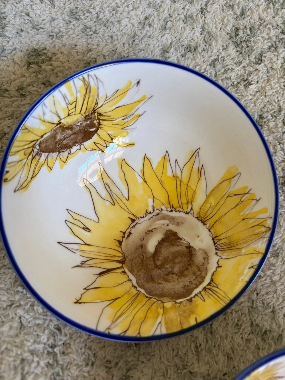 Fig & Fern Sunflower Ceramic Bowls Duo Set of 2 NWT 5x5x2.5”